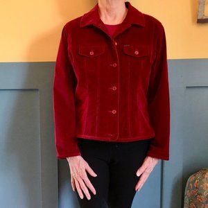 VTG Faconnable Fitted Red Cotton Velvet Jacket, Size Large